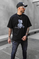 Чорна чоловіча футболка з ДТФ принтом (оверсайз)