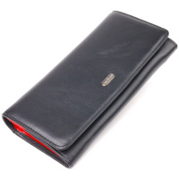 Місткий гаманець для жінок з натуральної гладкої шкіри 721611 Чорний