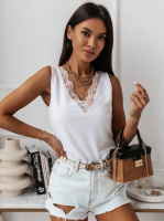 Літня блуза з глибоким декольте «Gloria» оптом | Норма і батал Білий, 42-44