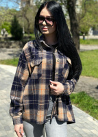 Жіноча тепла сорочка «Elba» оптом | Розпродаж моделі 46-48, Синій+кемел