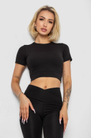 Футболка - топ жіноча в рубчик, колір чорний, 238R58210