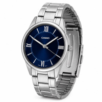 Чоловічий годинник Casio MTP-V005D-2B5 — Класична модель з синім циферблатом та сталевим браслетом
