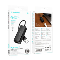 Перехідник Borofone DH7 USB to Ethernet adapter(100 Mbps) 0.15m