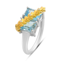 Серебряное кольцо CatalogSilver с натуральным топазом, фианитами, вес изделия 3,69 гр (2194484) 17.5 размер