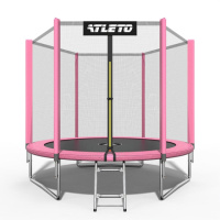 Батут дитячий з сіткою та драбинкою 183 см Atleto рожевий