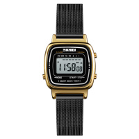 Жіночий годинник Skmei 1901MHGDBK Gold-Black Mesh з електронним циферблатом та металевим браслетом