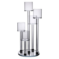 Подсвечник стеклянный на 5 свечей 16×38 см подсвечник декоративный прозрачный на ножке HP-4-14