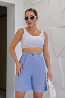 Жіночі лляні шорти-бермуди вільного крою «Bettie» оптом | Батал | Розпродаж моделі Світлий джинс, 50