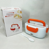 Ланч бокс электрический с подогревом Lunch Heater 220V Pro, контейнер для еды с отсеками. Цвет: оранжевый