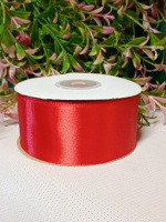 Атласная лента / 4 см / рулон 27  метров / красный