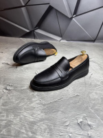 Демісезонні лофери з високоякісної м'якої натуральної шкіри колір чорний