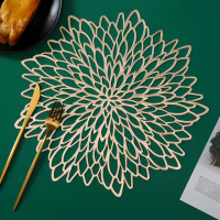 Сервировочная салфетка фигурная под горячее, коврик сервировочный золотистый набор 2 шт