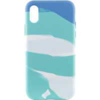 Чохол для Apple iPhone X/XS (5.8«») - Silicone case full Aquarelle Бірюзово-білий - купити в SmartEra.ua