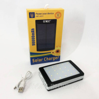 Павербанк Power Bank Solar 40000 mAh мобільне зарядне із сонячною панеллю та лампою. Колір: чорний