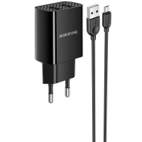 Зарядний пристрій для телефона - Borofone BA53A Powerway (2USB/2.1A) + MicroUSB Чорний - купити в SmartEra.ua