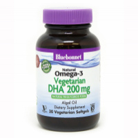 Вегетарианская Омега-3 из Водорослей, DHA 200 mg, Bluebonnet Nutrition, 30 растительных капсул