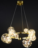 Люстра светодиодная подвесная LED светильник для квартиры на потолок лэд 27305 Латунь 40-130х78х78 см.