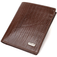 Фактурний гаманець для чоловіків з натуральної шкіри з тисненням 721927 Коричневий