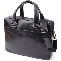 Вместительный мужской портфель с отделением для ноутбука из гладкой натуральной кожи Tony Perotti 20859_1 (9637-38 nero) Черный