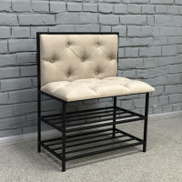 Банкетка для обуви Женева-1 со спинкой 50см велюр бежевый 3-0-9005