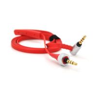 Кабель AUX Sony Audio DC3.5 папа-папа 1.0м, CCA Stereo Jack, (плоский) Red cable, OEM