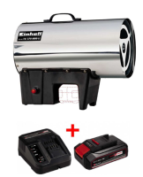 Потужний обігрівач газовий під акумулятор Einhell GE-HG 18/370 Niro Li - Solo : з АКБ 18 В 2,5 Ah, 37 кВт, тиск 1.5 бар, 2330805