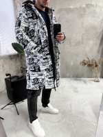 Куртка зимова з капюшоном принт чоловіча жіноча унісекс