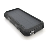 Power bank 20000 mAh Solar, Flashlight,Input:5V/1A(microUSB, TypeC), Output:5V/2,1А(2хUSB),PD, rubberized case, Black, Corton BOX