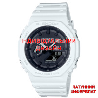 Наручний годинник Awarder Casio 2100 White-Black у латунному корпусі з індивідуальним дизайном