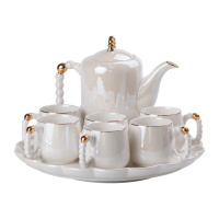 Чайний сервіз керамічний на 6 персон 8 предметів, білий