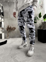 Утеплені спортивні штани чоловічі на флісі принт зима