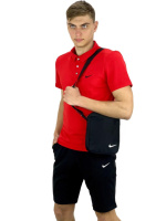 Чоловічий комплект Nike поло червоний+шорти +Барсетка