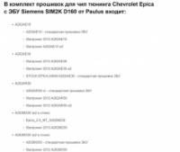 Чип тюнинг прошивки Chevrolet Epica с ЭБУ Siemens SIM2K D160 от Paulus