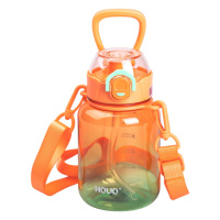 Бутылка для воды многоразовая 700 мл бутылочка с трубочкой для спорта и школы 16.5 см Оранжевая HP-14-32O