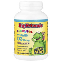Вітамін D3 для дітей, 10 мкг (400 МО), смак ягід, Chewable Vitamin D3, Natural Factors, 250 жувальних таблеток