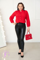 Утеплені жіночі шкіряні штани (хутро) «Dario» оптом | Батал Чорний, 50