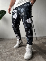 Спортивні штани не утеплені легкі принтовані