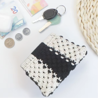 Набор макраме для рукоделия, для творчества вязания своими руками кошелька 15.7х10см цвет черный с белым