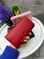 Натуральна шкіра. Червоний - на магнітах - стильний та великий гаманець преміум якості у фірмовій коробці - 19х10 см (1421)