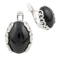 Серебряные серьги CatalogSilver с натуральным агатом (0476537)