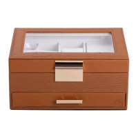 Шкатулка для украшений из эко кожи 2 яруса органайзер для ювелирных изделий HP-5-36BR