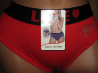 Жіночі бікіні UOKIN бавовна червоні на широкій резинці стразовий візерунок розмір XL