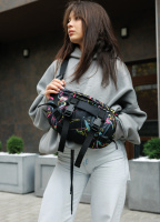 Велика жіноча поясна сумка бананка високої якості українського виробництва- принт «ABSTRACT»