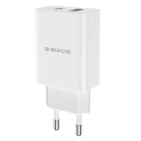 Сетевое зарядное устройство Borofone BA56A USB/ Type-C QC PD 20W белое