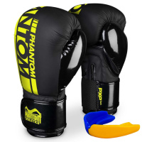 Боксерські рукавиці Phantom APEX Elastic Neon Black/Yellow 12 унцій (капа в подарунок)