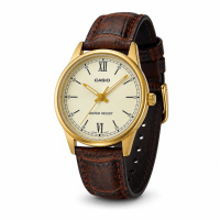 Жіночий годинник Casio LTP-V005GL-9B Класичний стиль у золотистому корпусі з коричневим ремінцем
