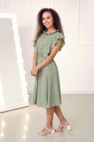 Сукня в горошок з воланами «Emily» оптом | Розпродаж моделі Оливковий, 42-44