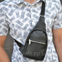 Сумка слінг із натуральної шкіри, Шкіряний слінг сумка. Срібні замки Модель: 57649