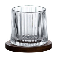 Вращающийся стакан для виски 300 мл с бамбуковой подставкой HP1600