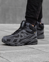 Черевики зимові шкіряні вставки Cordura New Balance хутро сірий/чорний